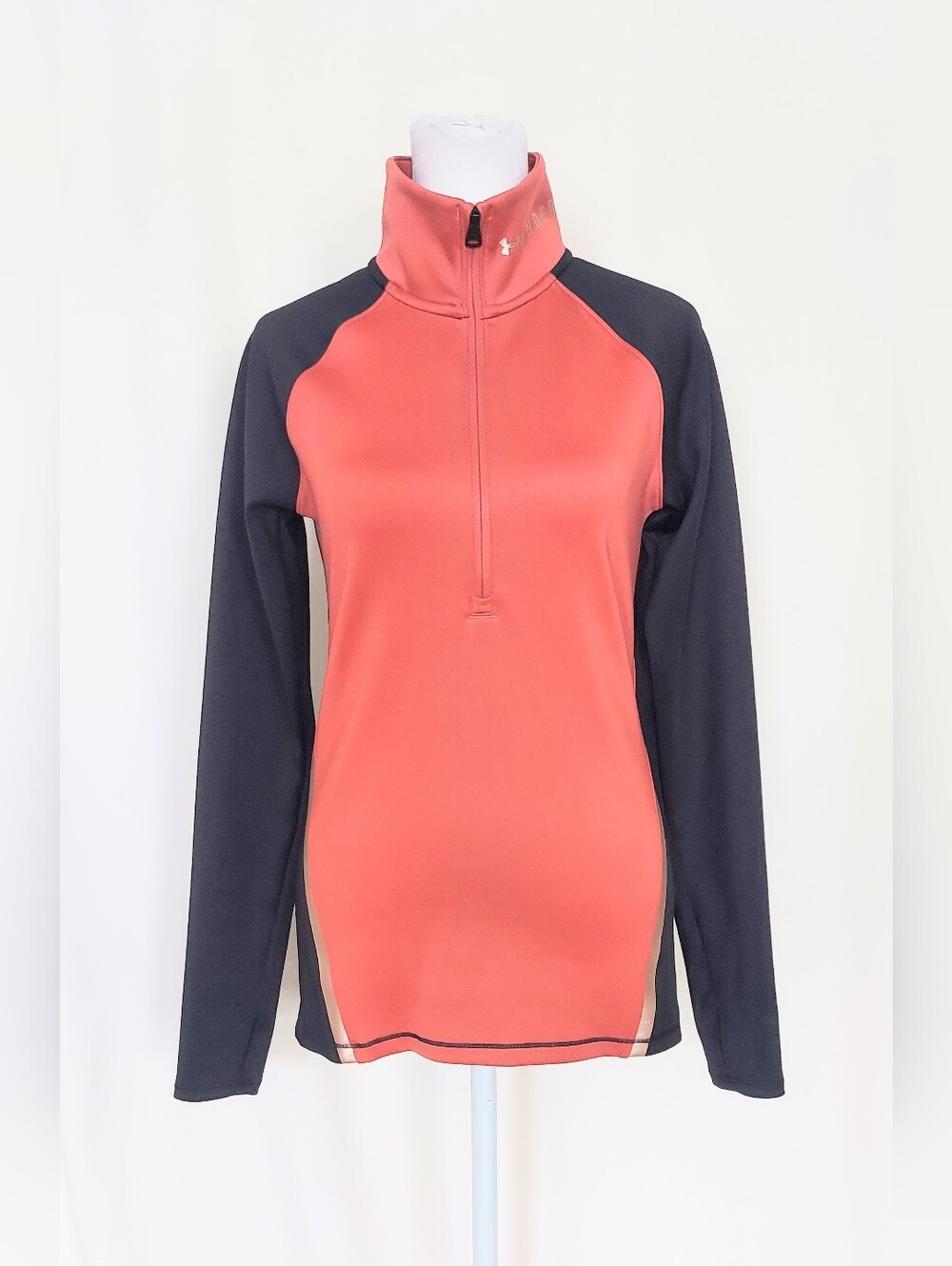Under Armour Cold Gear Half Zip Fitted Pullover Black Coral Size XS